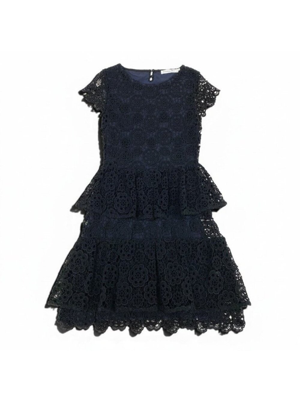 Dior Flower Lace Dress Tiered Black Navy